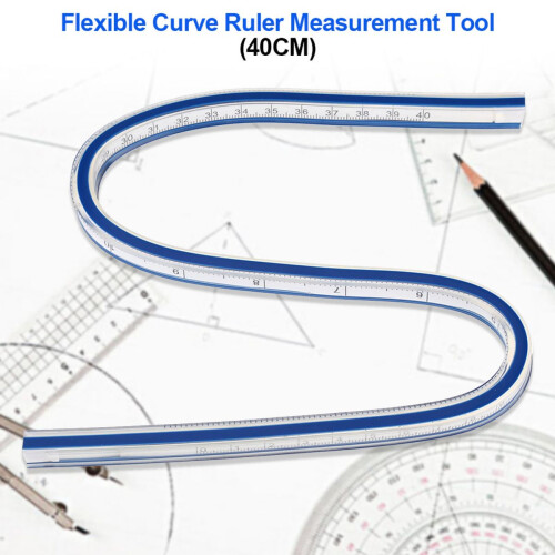 Régua curva flexível para medição, excepcionalmente flexível para desenho e projeto. Escala em polegadas e centímetros em ambos os lados. 1
