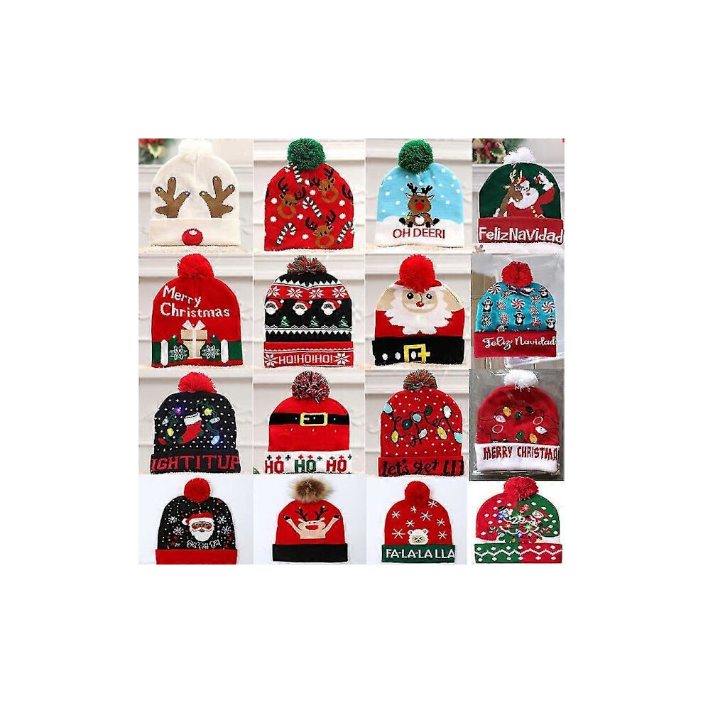 Bonnet De Noël Lumineux LED - Peluche Douce - Lumières Colorées Changeantes - Pour Adulte Et Enfant - Fête, Nouvel An, Halloween