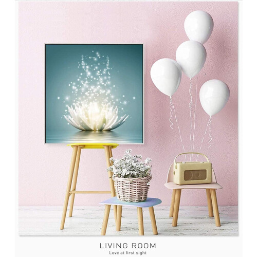 Κιτ χειροτεχνίας DIY με διαμάντια, εικόνες λουλουδιών λωτού για αφίσα διαλογισμού, 1