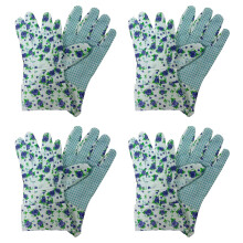 Juego de guantes de jardinería para niños, guantes de algodón ligeros y transpirables con puño elástico, puntos de PVC antideslizantes para un