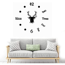 Mirror Diy Deer Head Wall Clock With Diy Modern Decoration, Self Adhesive Plastic For Home Bedroom Mural Decoration (20Pcs)