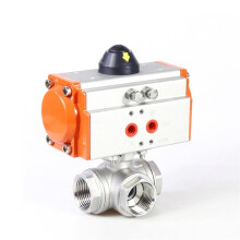 1/2 Inch Three Piece Platform Pneumatic 3 Way Ball Valve 304 Stainless Steel Q611F16P Double Acting Cylinder