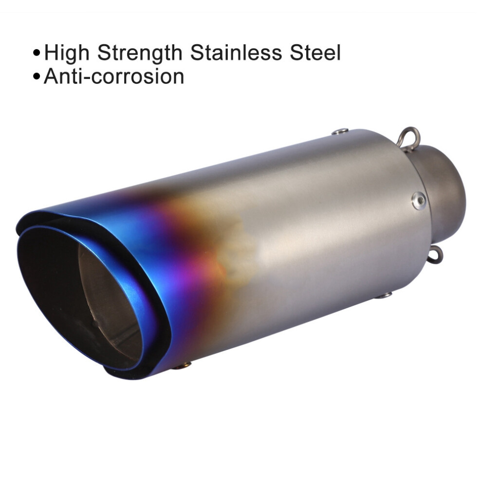 Universal 51Mm Motorcycle Oblique Slip-On Exhaust Muffler Titanium Blue/Black 4921364197464