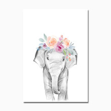 Sjarmerende babyjentebarneromsdekor, elefant-lerretstrykk, livlig falmebestandig blekk, 4-pakning, minimalistisk stil for soverom, arbeidsrom, gang D