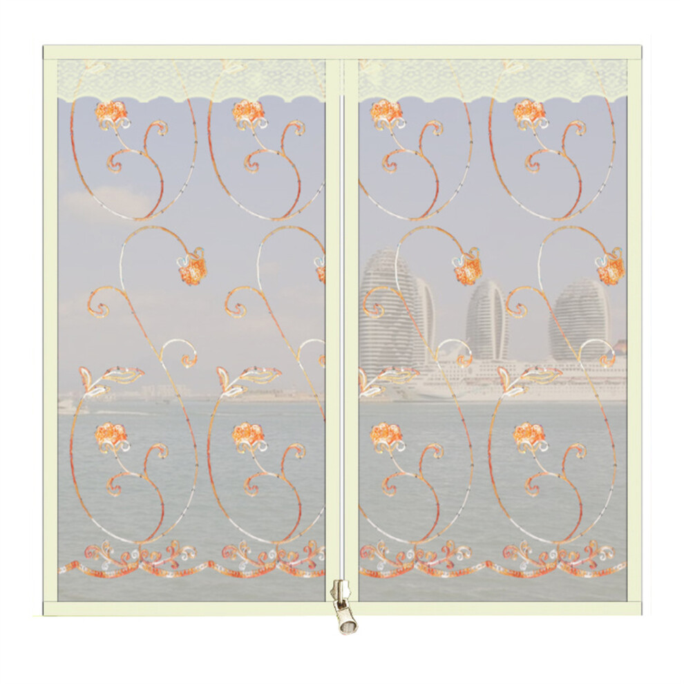 Summer Zipper Screen Door Curtain Door-Beige embroidery 3-image-OPC-PNBF7HG-NEW