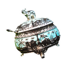 Elephant Shape Kitchen Container Alloy Texture-silver blue
