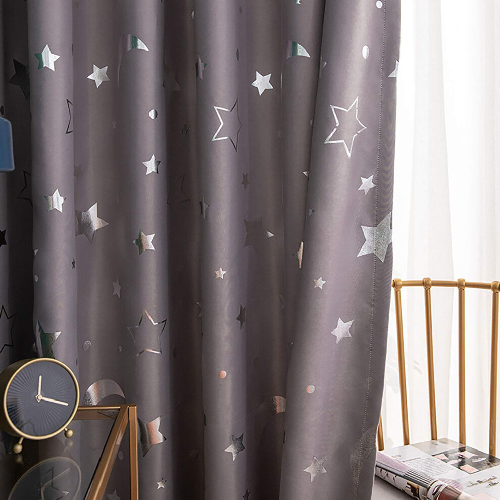 Blackout Curtains Grommet 2 Panels 100X250cm 39X98in Thermal Insulated Energy Efficient Darkening Bedroom Gray