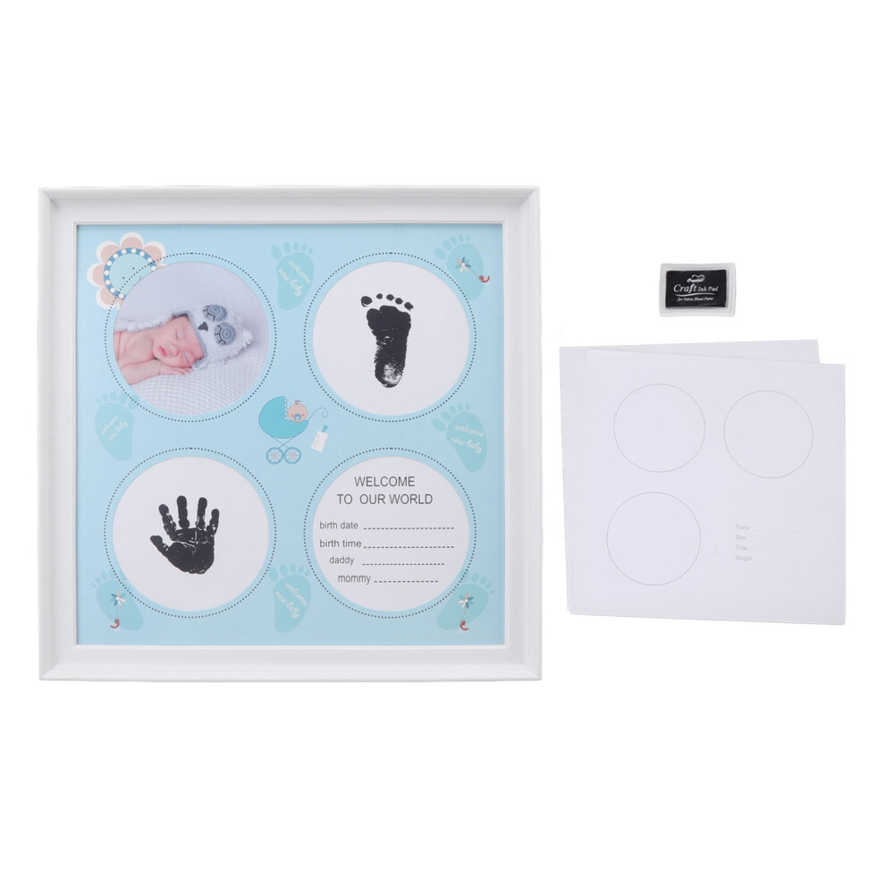 Growth Record Keepsake Frame For Baby Hand And Footprints Newborn Monthly Tracker Frame With Inkpad Artistic Desktop Decoration Interactive Dancing Xm
