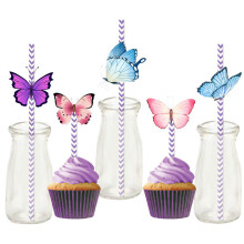 Eco-Friendly Stylish Design Party Decorations, Reusable Long Plastic Straw For Drink Containers, Biodegradable Striped Paper Straws For Baby Shower Or