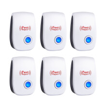 Värmeavledningssystem Sonic Pest Repeller, Tyst skadedjursbekämpning för hem, kontor, garage, Smart nattlampa för extra bekvämlighet (6-pack)