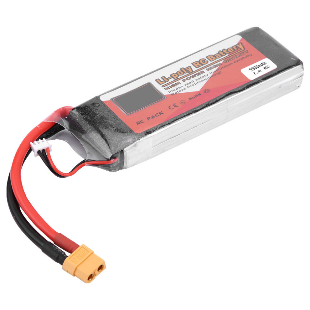 2S 7.4V 5500Mah 60C Lipo Battery With Xt60 Rc Car Boat Plane 6931364202691
