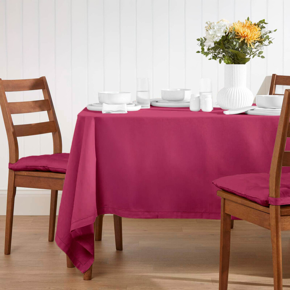 Homescapes (137 X 228 Cm, ) Plain Cotton Tablecloth Purple