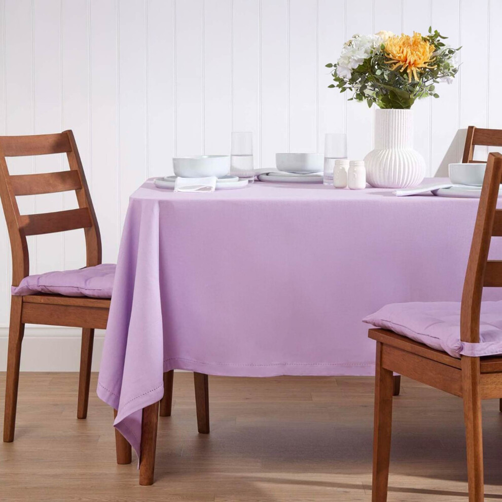 Homescapes (137 X 228 Cm, ) Plain Cotton Tablecloth Purple