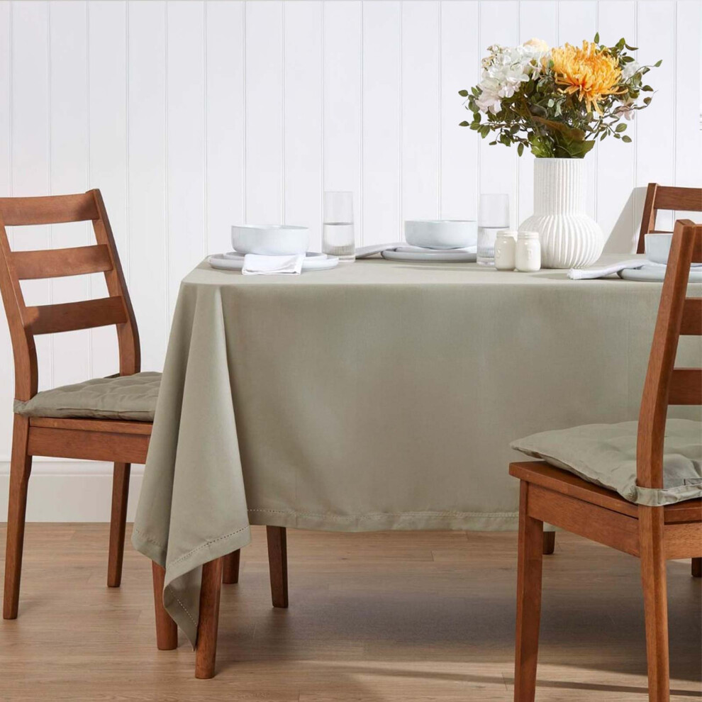 Homescapes (137 X 228 Cm, ) Plain Cotton Tablecloth Grey