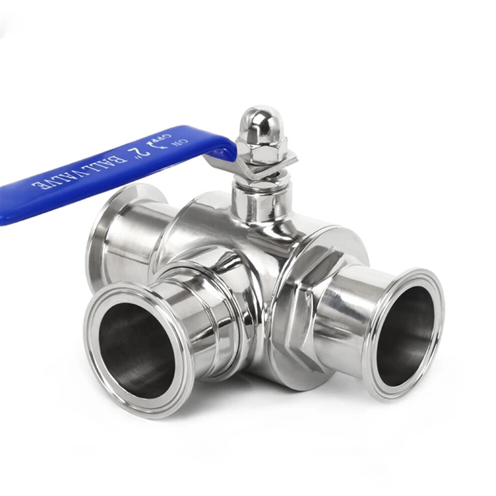 Sanitary Clamp Pipe Ss304 Stainless Steel 3 Way Ball Valve Tl Port Ferrule Type 1.52 In Tri Clamp Home Brewing 9105992440603