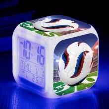LED-vekkerklokke med fargerikt nattlys, digital vekkerklokke, barnevennlig design, LED-vekkerklokke, fotballmønster, glød, stille drift,