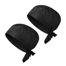 2Pcs Unisex Chef Turban Hats Black Cloth Kitchen Headwear for Restaurant Chefs Cooks Bakers Catering Caps Safe and Clean