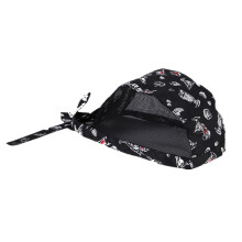 Adjustable Breathable Cotton Chef Hat With Creative Tableware Pattern For Men And Women Waiters And Kitchen Staff Black