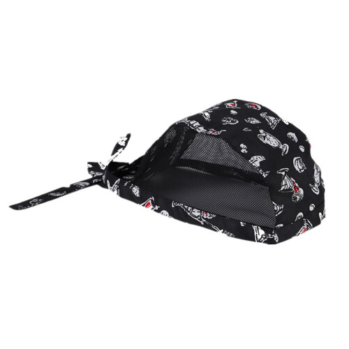 Adjustable Breathable Cotton Chef Hat With Creative Tableware Pattern For Men And Women Waiters And Kitchen Staff Black