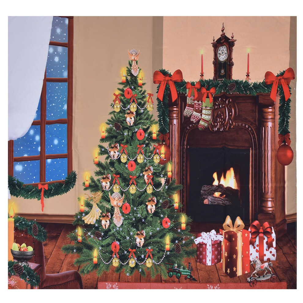 Christmas Fireplace Backdrop, Vibrant Visuals & Precise Colors For Party Backgrounds And Dormitory Decoration, Suitable For Themed Events, Photography 9094122181069