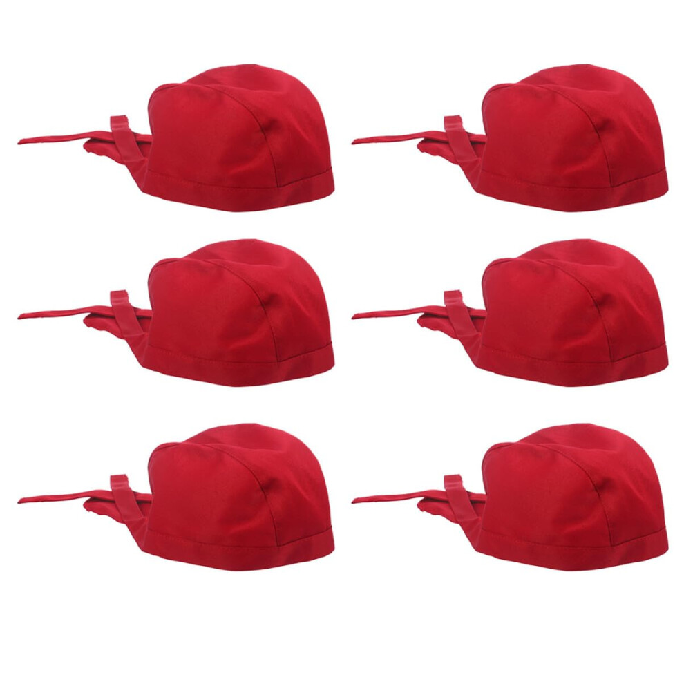 6Pcs Adjustable Chef Caps Unisex Cooking Hats Elastic Back Comfort Red For Restaurant Catering Uniform Hats 9323874221229