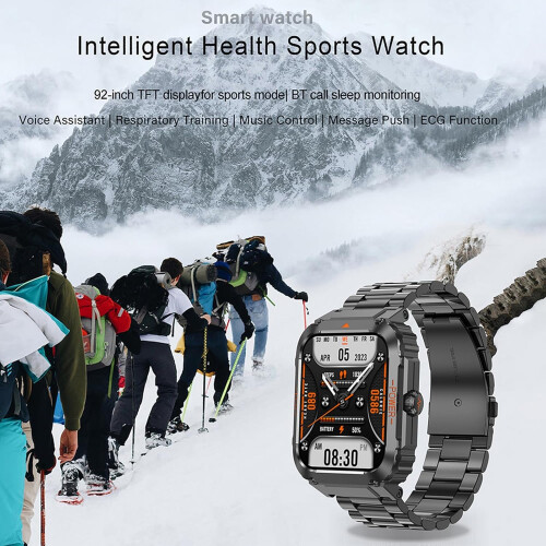 Stainless Steel with Silicone Strap 1.92Inch IPS HD TFT Bluetooth 5.0 IP68 Android iOS 1
