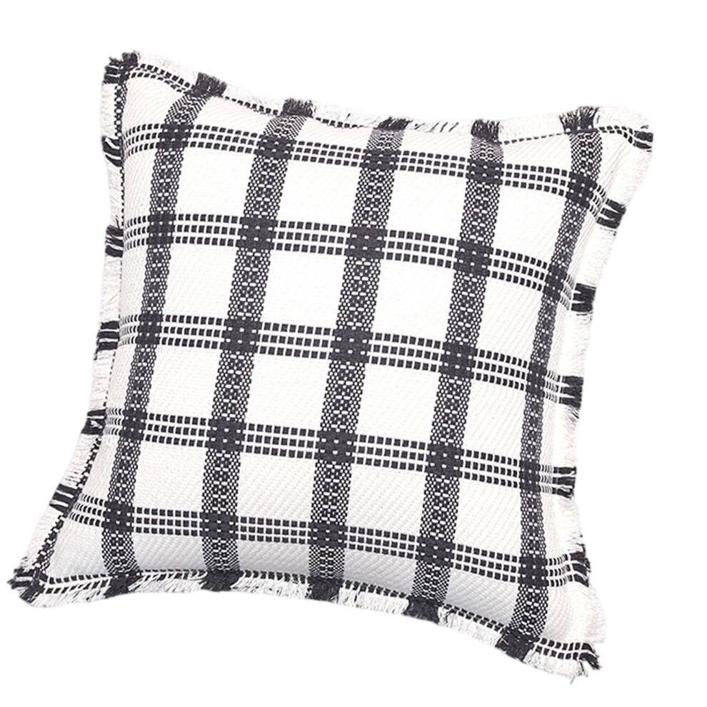 Pillowcase Checkered Throw Pillow Sham Cushion Cover-dark gray