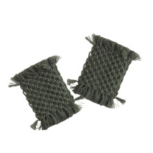 2pcs Crochet Cotton Table Pads Heat Resistant-Army green