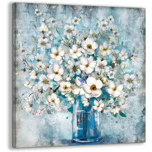 Gallerikonst med blommotiv, vattentät solfast canvas med professionella gicléetryck (20x20 tum)