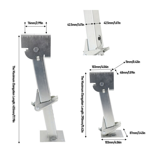 Trailer Stabilizer Jack 290-455mm Adjustable 1000lb Lifting Capacity 1
