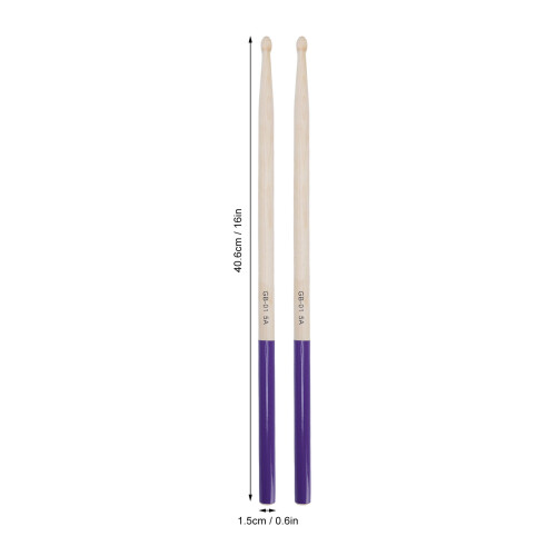 3 Pairs 5A Maple Drumsticks Non Slip Handle Oval Tip 40.6cm 1