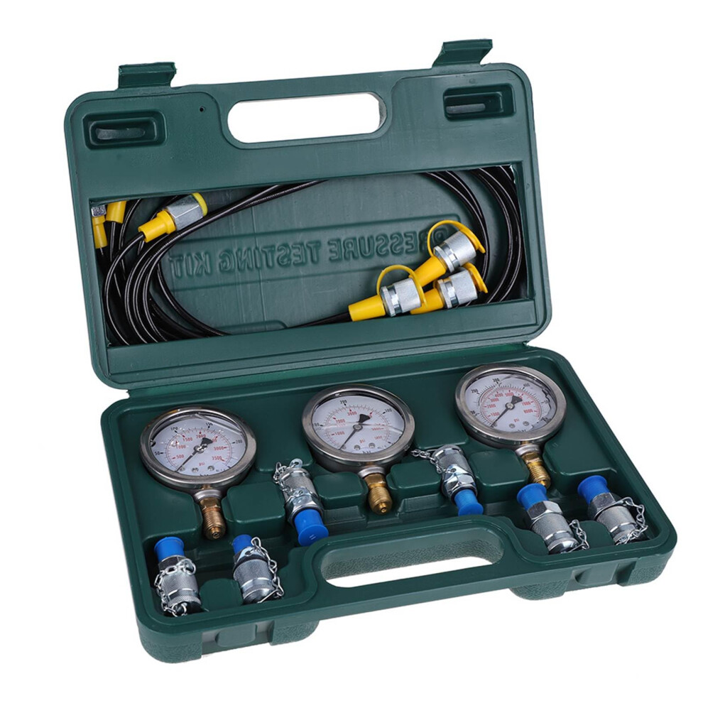 Hydraulic Pressure Test Kit For Excavator, Hydraulic Tester With Hose Coupling, Includes 3 Pressure Gauges 9105992442898