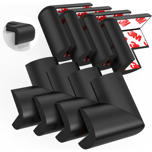 (Black) Baby Proofing Corner Guards, 16 Pack Pre-Taped Table Corner Protector for Baby
