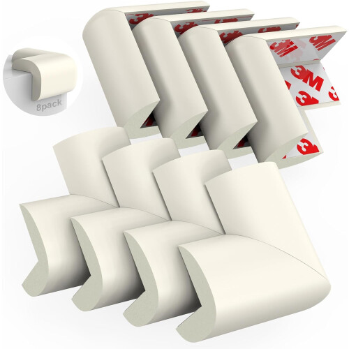(White) Baby Proofing Corner Guards, 16 Pack Pre-Taped Table Corner Protector for Baby