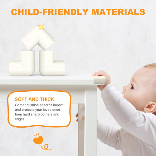 (White) Baby Proofing Corner Guards, 16 Pack Pre-Taped Table Corner Protector for Baby 1