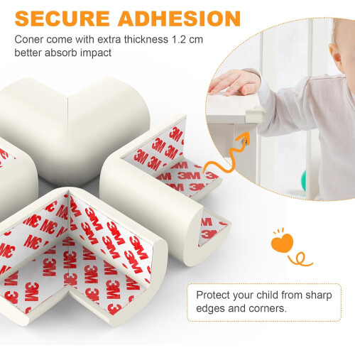 (White) Baby Proofing Corner Guards, 16 Pack Pre-Taped Table Corner Protector for Baby 2