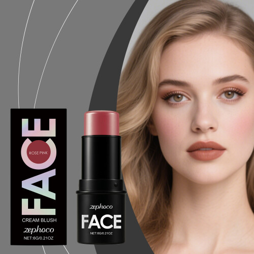 Rose Pink Long-Lasting Blush Stick for Daily Commuting & Dates 1