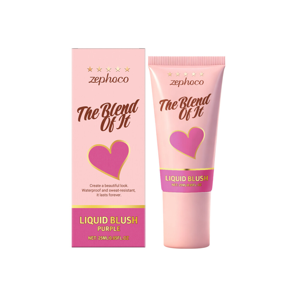 Purple Moisturizing Liquid Blush, Light Texture, Easy Blend, Natural