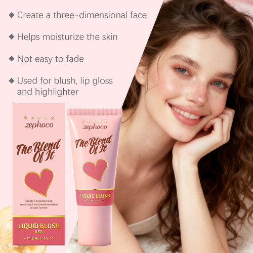 Red Moisturizing Liquid Blush, Light Hydrating Natural Look 2