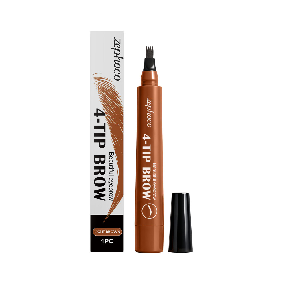 Brown Light 4-Prong Waterproof Eyebrow Pencil Easy Apply No Smudge