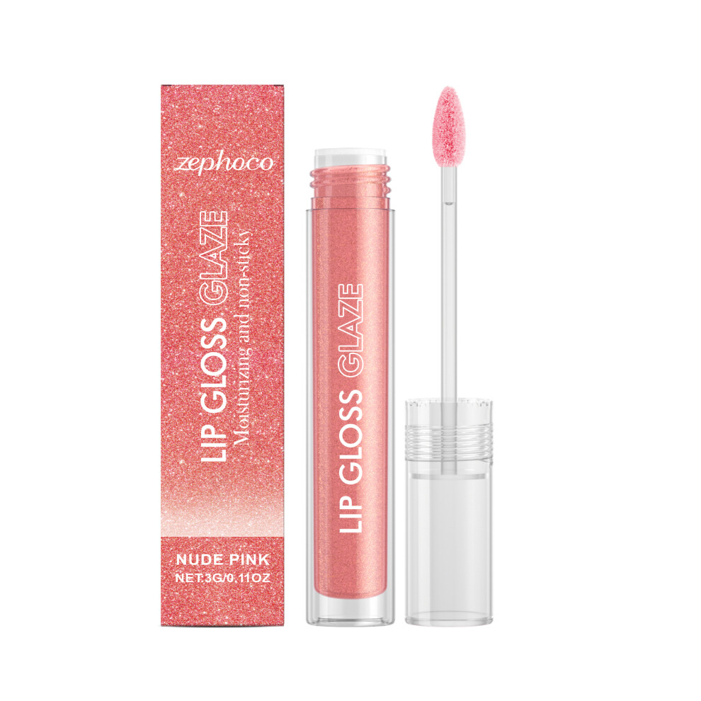 Pink,Cream Nude Pink Moisturizing Sparkling Lip Gloss - Brightens & Plumps