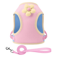 Puppy Harness Reflective Cat Harness Breathable Adjustable Straps For Small Pets Outdoor Travel Park Sakura Pink Size S