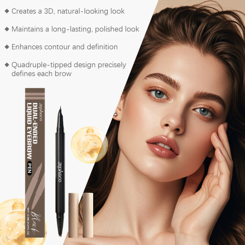 Black 2-in-1 Eyebrow Pencil - Natural Shape, Smudge-Proof 2