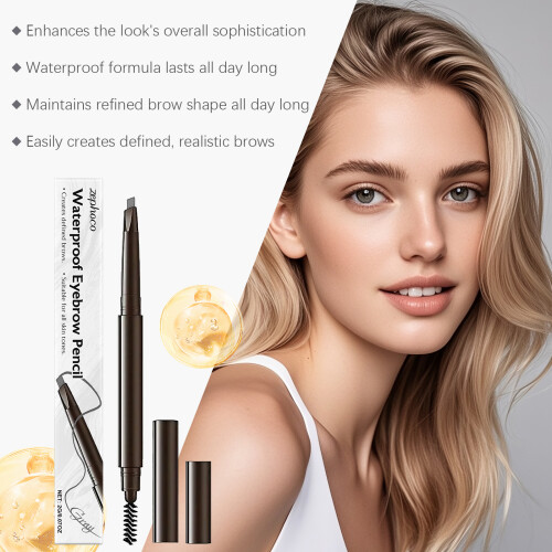 Grey Two-In-One Eyebrow Pencil: Smooth, Natural Shape, Smudge-Proof 2