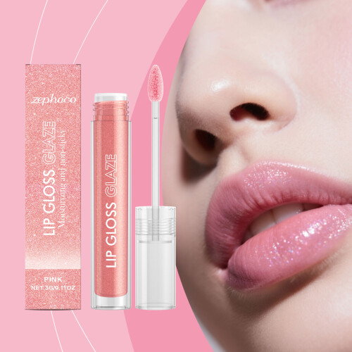 Rosa funkelnder Lipgloss - Hydratisierend, Spiegeleffekt 1