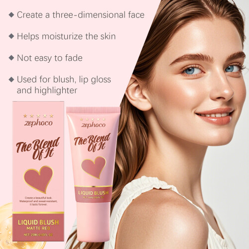 Matte Red Moisturizing Liquid Blush Natural Rosy Finish 2