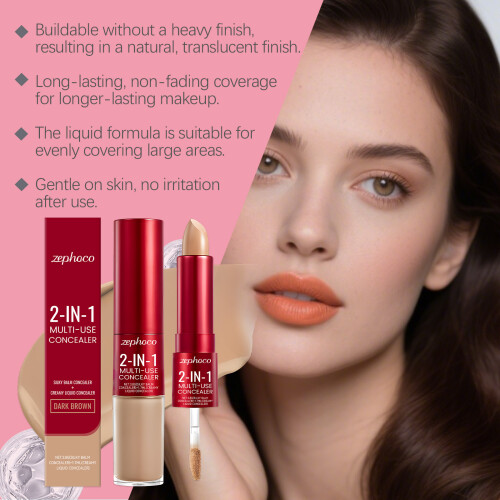 Dark Brown Hydrating Concealer - Light, Long-Lasting, Natural 2