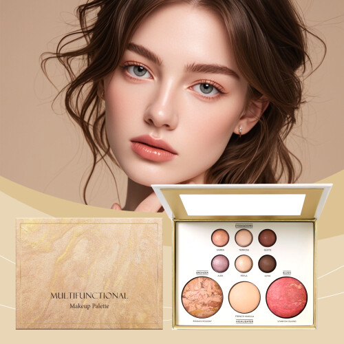 Makeup-Palette: Gold-Lidschatten, Kontur, Rouge, Highlighter 1