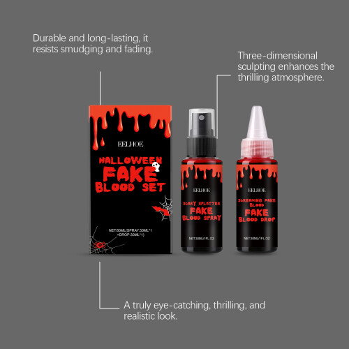 Halloween Fake Blood Set: Realistic Special Effects Makeup Kit 2