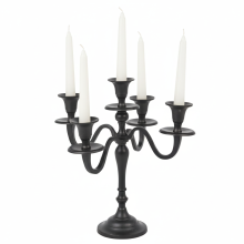(Black) 5 Arm Metal Candle Holder Candelabra Dining Table Centerpiece Taper Stand Decor